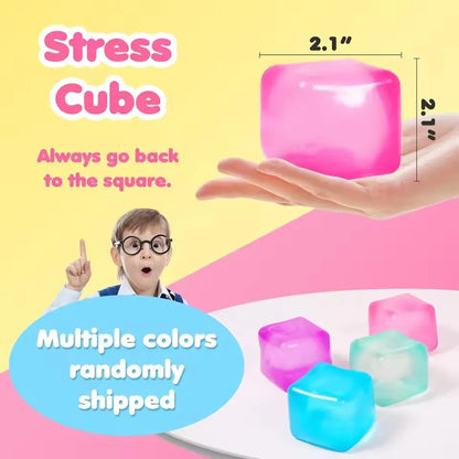 Ice Cube Squishy Fidget Toy, Soft Resilient Stress Relief Squeeze Cube Toy, Automatic Rebound Sensory Anxiety Relief Toy, Non-Toxic Portable Desk Fidget Nee Doh Cube for Kids Adults Classroom Office Relax Gift Random Multicol