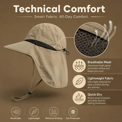 Summer wide brim waterproof quick-drying Panama hat, outdoor sun hat, bucket hat, mesh breathable sun hat, men's sports hiking hat, suitable for outdoor fishing, hiking and camping unisex