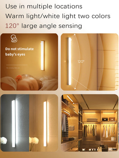 LED Motion Sensor Light Wireless LED Night Light Type C Rechargeable Light Cabinet Wardrobe Lamp Staircase Backlight For Kitchen