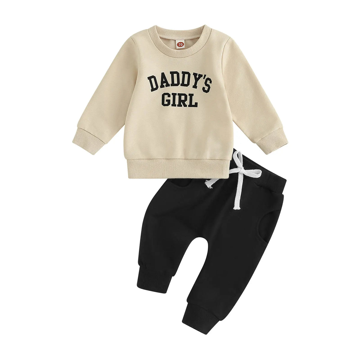 Citgeett Autumn Toddler Baby Girls Outfit Letters Print Long Sleeve Crew Neck Sweatshirt Elastic Waist Pants Fall Clothes