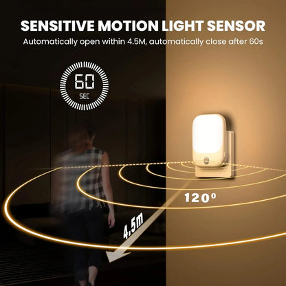 LED Motion Sensor Night Lights for Kids Bedroom Auto Dusk to Dawn Sensor Dimmable Wireless Cabinet Lamp