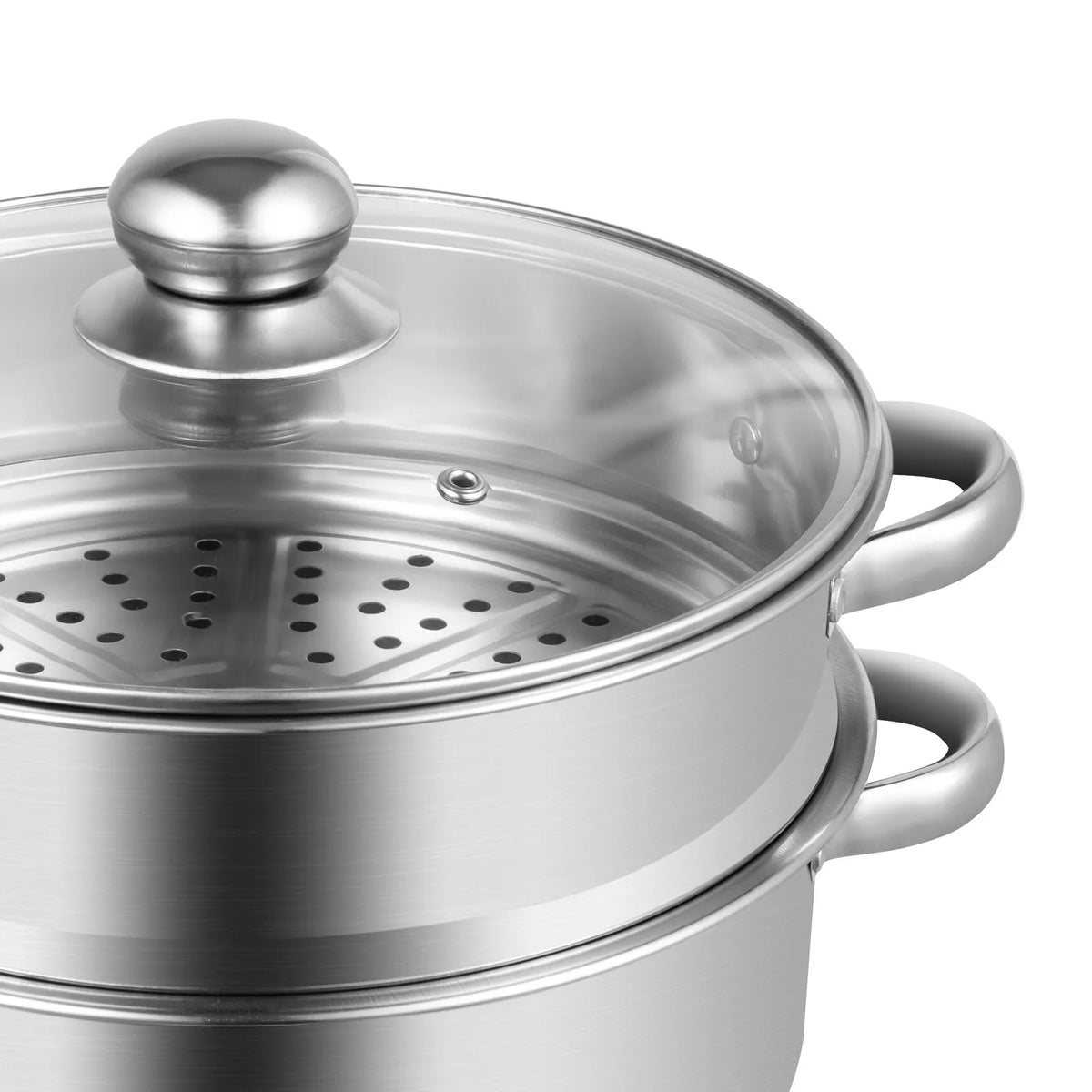 32CM Stainless Steel Steamer Pot 5-Tier Large Steaming Pot Cookware W/Lid & Handle for Vegetable, Dumpling, Stock, Sauce