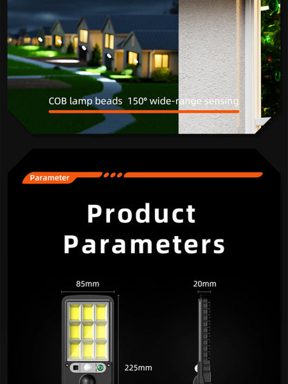 FAMCDC 4 Pack Solar Street Lights 108 COB LED Outdoor Wall Lights with Remote Control and Motion Sensor Adjustable 3 Modes Suita