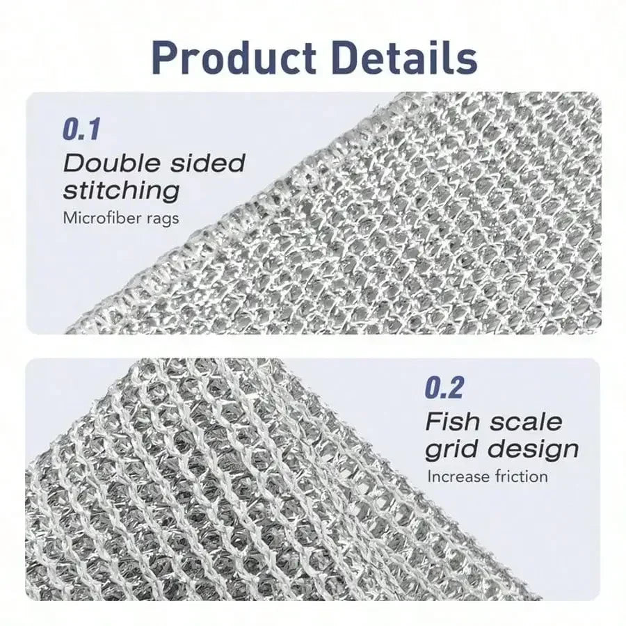 5/10/20Pcs Metal Wire Scouring Pads, Scratch‑Resistant Reusable Woven Cleaning Cloths Wet‑Dry Use For Pots Sink Stove Tableware Kitchen Use