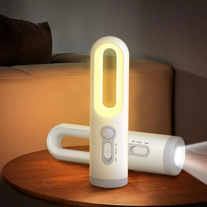 LED Motion Sensor Night Light Flashlight 2 in 1 Portable with Dusk to Dawn Sensor for Bedroom, Bathroom, Reading, Camping