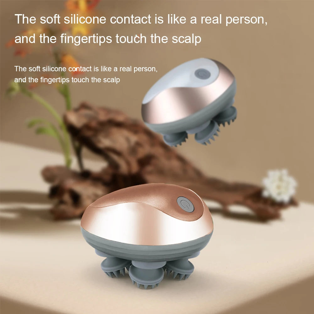 Electric Scalp Massager Silicone Head Scalp Kneading Vibration Device 6 Mode for Hair Growth Stress Relax Waterproof Massageador