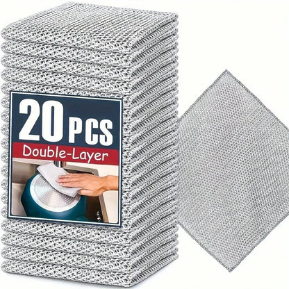 5/10/20Pcs Metal Wire Scouring Pads, Scratch‑Resistant Reusable Woven Cleaning Cloths Wet‑Dry Use For Pots Sink Stove Tableware Kitchen Use