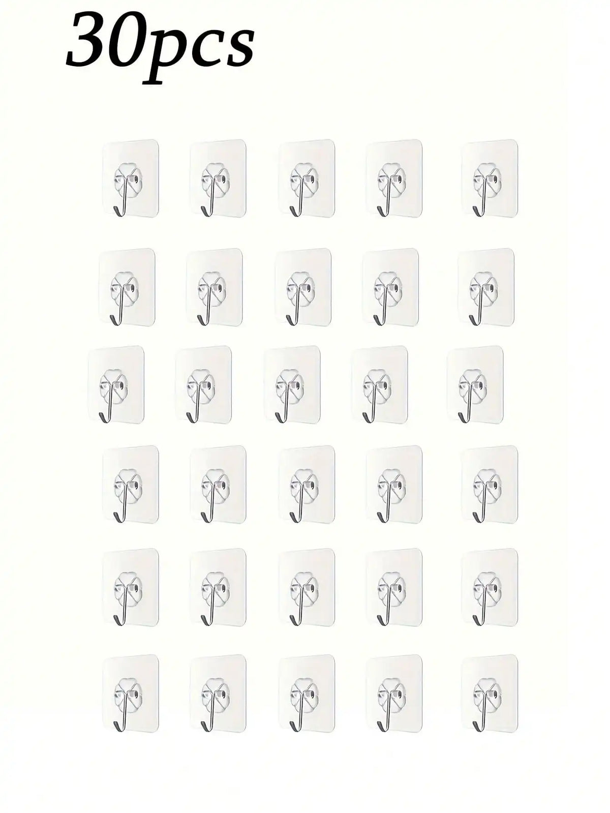 12/20/30/50/100pcs Strong Transparent Adhesive Wall Hooks - Casual Style, Easy To Install, No Drilling Required, Plastic Heart-Shaped Practical Hooks, Suitable For Kitchen And Bathroom, Bathroom Storage, Bathroom Decor, Autum