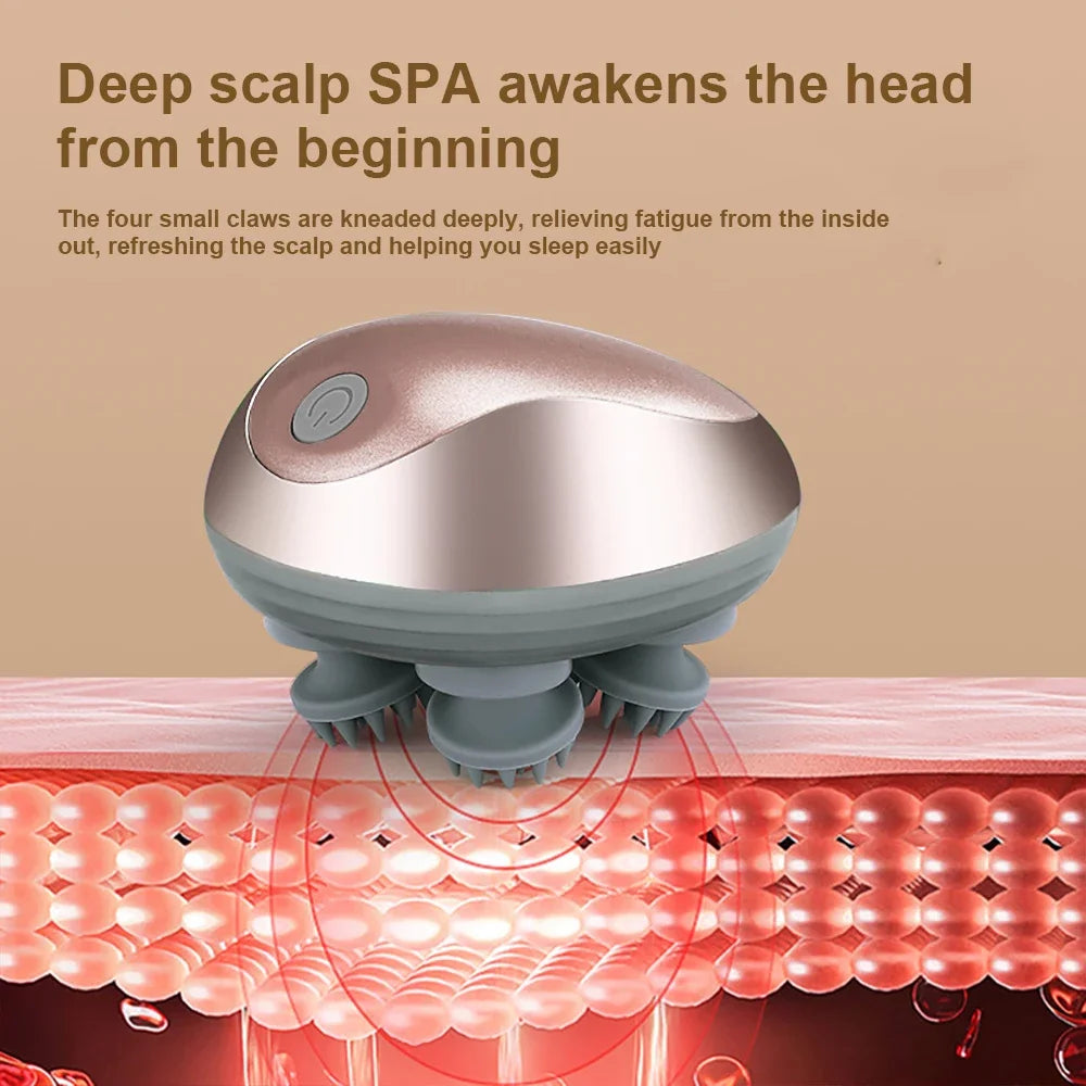 Electric Scalp Massager Silicone Head Scalp Kneading Vibration Device 6 Mode for Hair Growth Stress Relax Waterproof Massageador