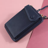 Women Shoulder Strap Purses Solid Color Leather Summer Bag Short Travel Mobile Phone Bag Card Holders Storage Wallet Flap Pocket