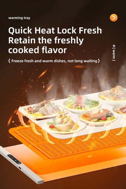Electric Warming Tray Food Warmer Plate Foldable Portable Smart Food Fast Heating Mat Electric Warming Tray Food Warming Board