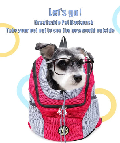 New Dog Pet Backpack Carrier Travel Bag Front Pack Breathable Adjustable with Safety Reflective Strips for Hiking Outdoor Cats