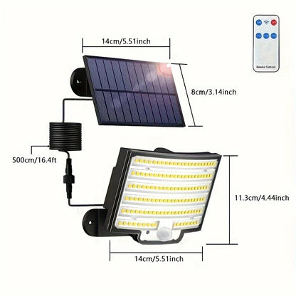 252LEDs Solar Lights Outdoor, IP65 Waterproof Solar Flood Lights with 16.4ft Cable, 3 Lighting Modes & Remote Control Motion Sensor Outdoor Light, LED Wall Lamp for Garden, Garage, Patio, Pathway