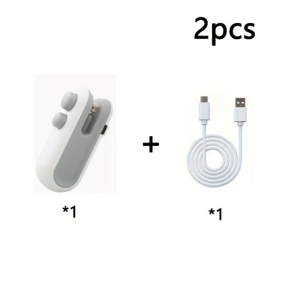 Silent & Portable Snack Bag Sealer (2-Pack with USB Cable). The Essential Chip Clip for Home and Camping. Reusable and Efficient