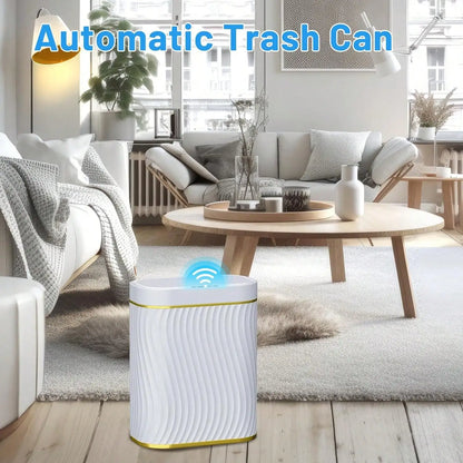 Smart Motion Sensor Trash Can, 2.6 Gallon Small Touchless Pop-Up Bin, Space Saving Waste Basket for Bathroom, Kitchen, Dorm & Bedroom, White