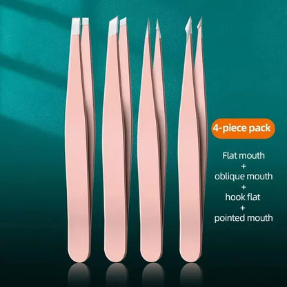 Eyebrow Tweezers Set 1/4 Pcs Stainless Steel Eyebrow Forceps Professional Beauty Tool Set For Facial Hair Inward Growing