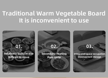 TINSOL Korean-Style Electric Silicone Food Warmer Pad Foldable Heating Tray Portable Buffet Warmer Pad 6 Temperature Settings