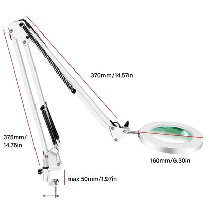 3 Colors LED Magnifying Glass  72LED 8X/10X NEW Illuminated Magnifier USB for Soldering Iron Repair/Table Lamp/Skincare Beauty