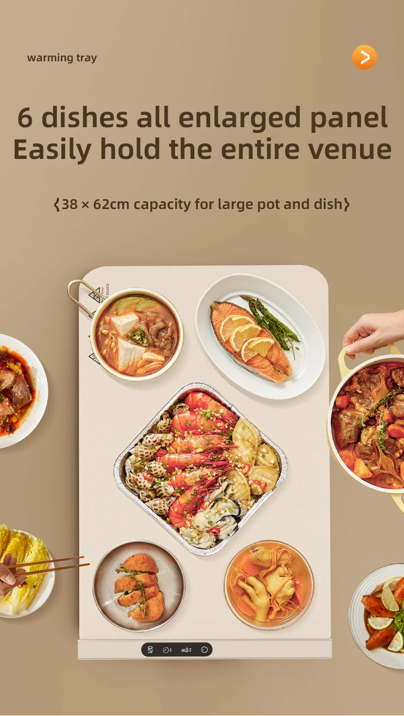 TINSOL Korean-Style Electric Silicone Food Warmer Pad Foldable Heating Tray Portable Buffet Warmer Pad 6 Temperature Settings