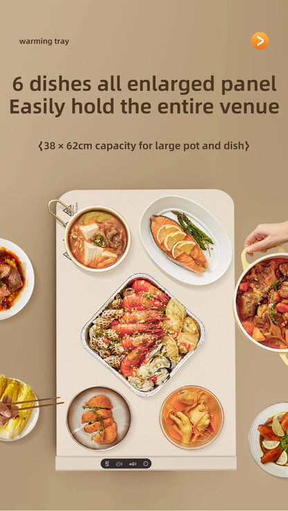 TINSOL Korean-Style Electric Silicone Food Warmer Pad Foldable Heating Tray Portable Buffet Warmer Pad 6 Temperature Settings