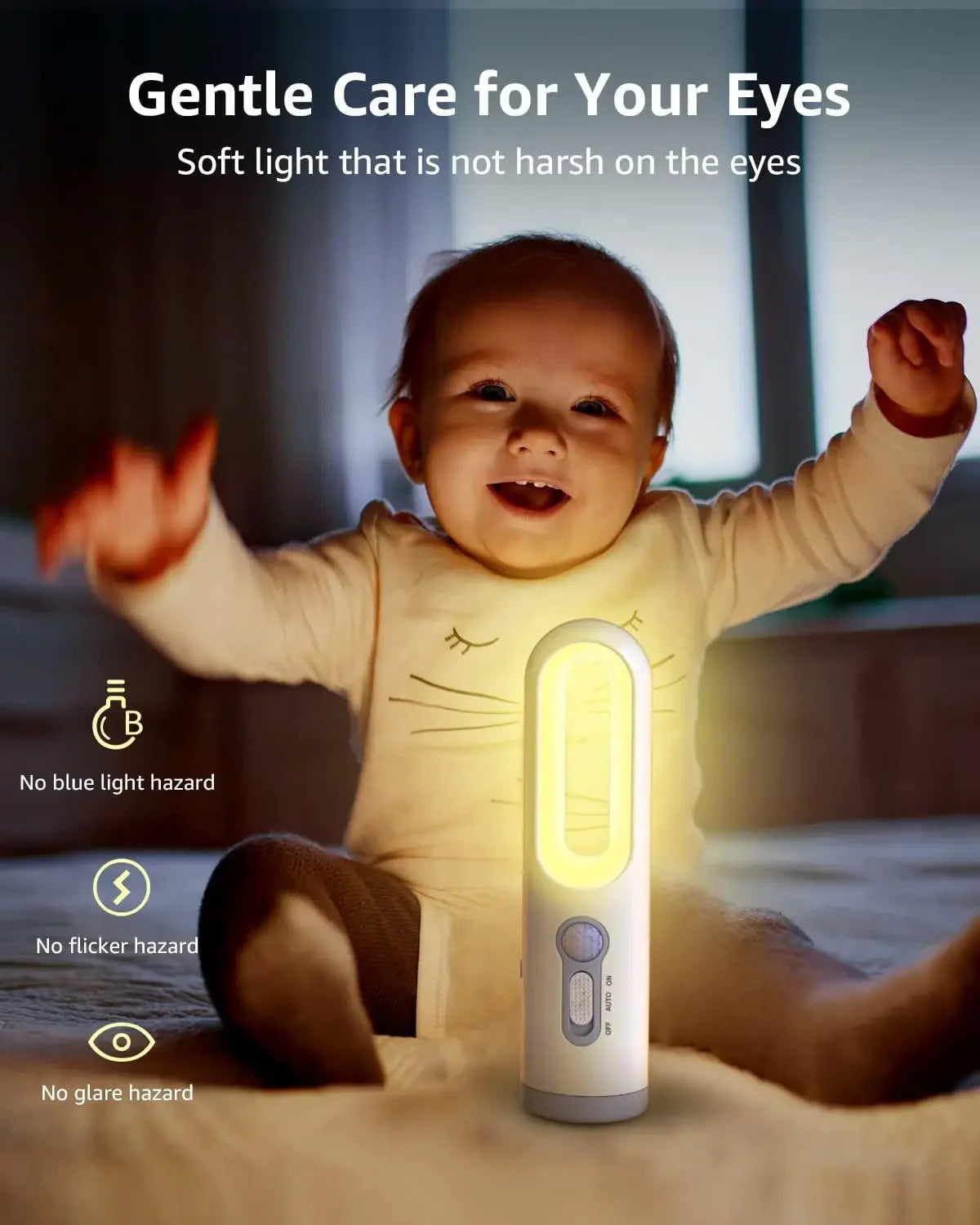 LED Motion Sensor Night Light Flashlight 2 in 1 Portable with Dusk to Dawn Sensor for Bedroom, Bathroom, Reading, Camping