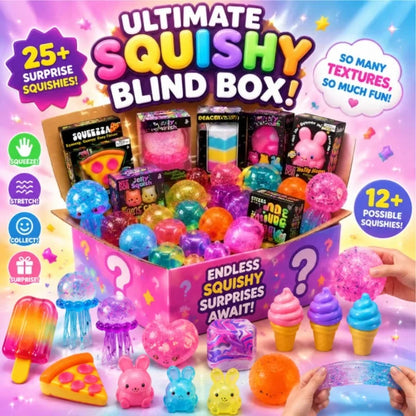 1pc Mystery Blind Box Squishy Toy, Soft Rubber Stress Relief Fidget, Random Cute Collectible Gift for Kids Adults, Office Desk Decor Anxiety Relief