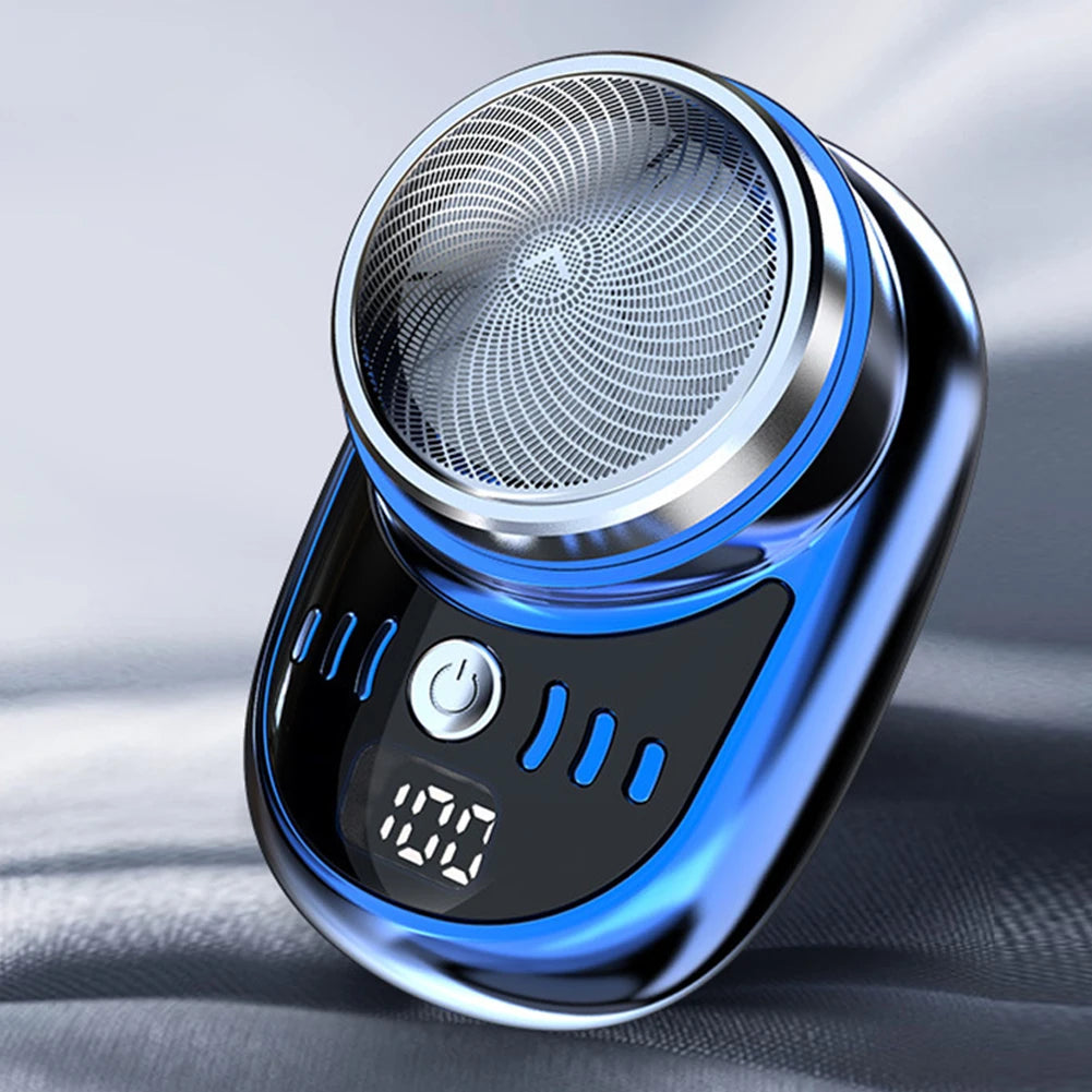 Men Mini Electric Travel Shaver USB Charging Face Beard Trimmer with Digital Display Rechargeable Shaver Washable Car Home Razor