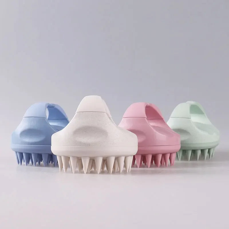 Scalp Brush Massager Sculp Scrubber Brush Wheat Straw Biodegradable Silicone Shampoo Brush Hair Scalp Massager For Hair Growth