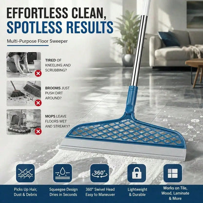 Silicone Broom, Silicone Floor And Carpet Cleaner, Plastic Handle For Stains And Spills, Home Cleaning Tool & Pet Hair Remover,Broom Sweeper.