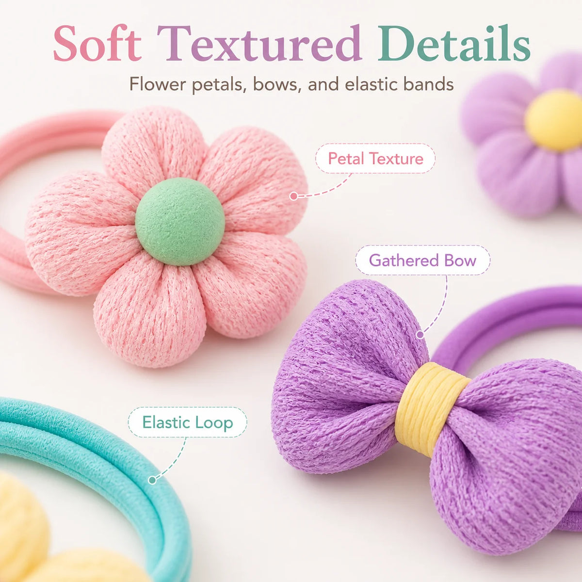 12PCS New Cut Hair Ties Princess Sweet Flower Bow Girls Women Elastic Hair Bands Hair Accessories Headwear Scrunchies 2030