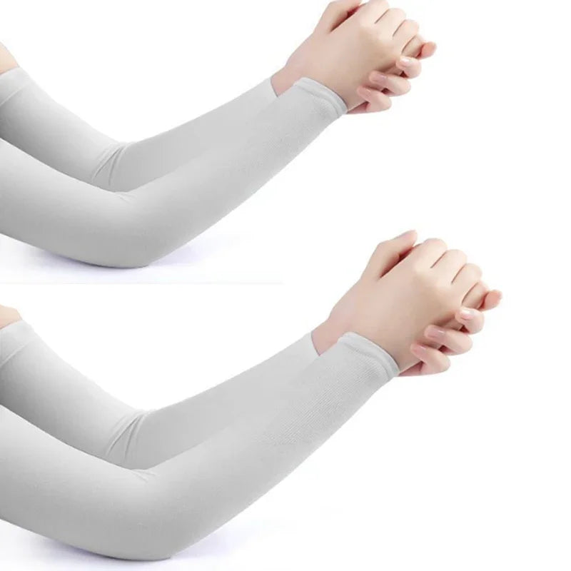 Ice Silk Sleeve Sunscreen Cuff Arm Sleeves Long Gloves Sun UV Protection Hand Protector Cover Anti-Slip Summer Outdoor Riding