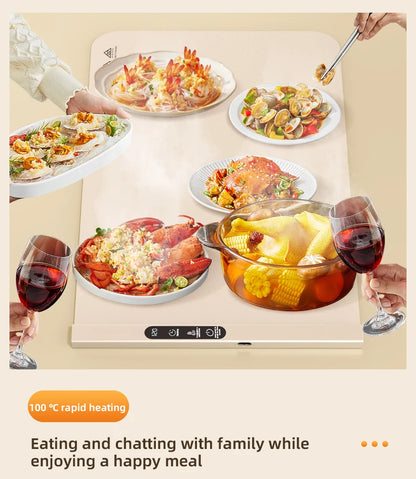 Electric Warming Tray Food Warmer Plate Foldable Portable Smart Food Fast Heating Mat Electric Warming Tray Food Warming Board