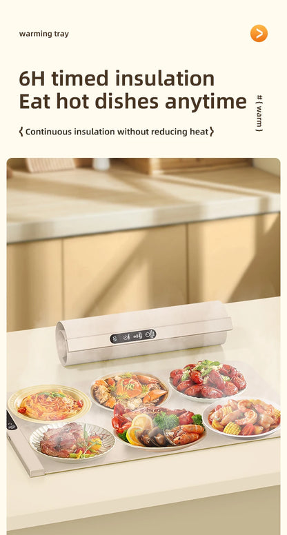 Electric Warming Tray Food Warmer Plate Foldable Portable Smart Food Fast Heating Mat Electric Warming Tray Food Warming Board