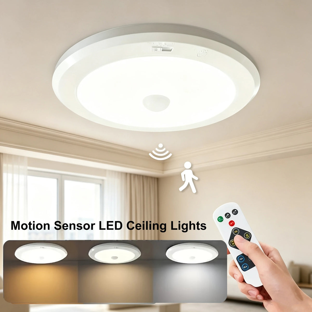 Magnetic PIR Motion Sensor LED Ceiling Light 2.5W 250lm Cool White Indoor Light For Living Room Bedroom Hallway Office Balcony