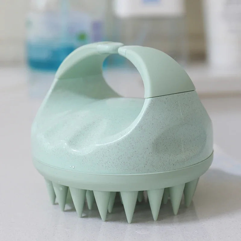Scalp Brush Massager Sculp Scrubber Brush Wheat Straw Biodegradable Silicone Shampoo Brush Hair Scalp Massager For Hair Growth