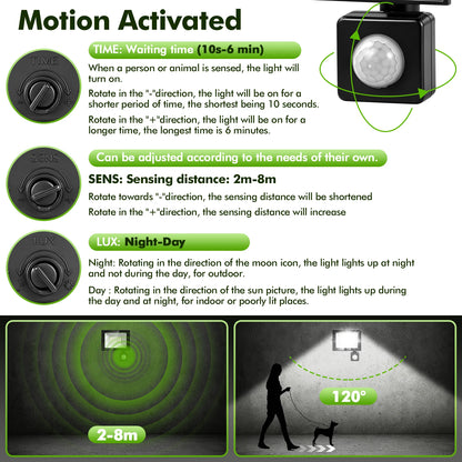 50W-500W LED Motion Sensor Flood Light,Dusk to Dawn,IP66 Waterproof, 6500K Daylight White, Super Bright Security Light for Garage, Front Porch, Barn