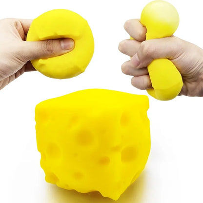 Cube Cheese Squeeze Toy Simulation Cheese Fidget Toy Slow Rebound Shapeable Venting Ball for Adult Stress-relief Squishy Toys