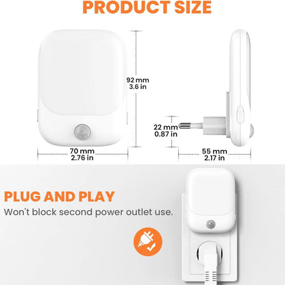 LED Motion Sensor Night Lights for Kids Bedroom Auto Dusk to Dawn Sensor Dimmable Wireless Cabinet Lamp