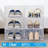 6 Packs Transparent Shoe Box Shoes Organizers Plastic Thickened Foldable Dustproof Storage Box Stackable Shoe Cabinet