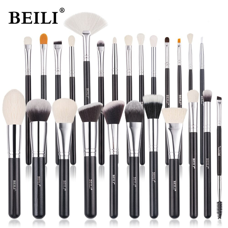 BEILI Goat Makeup Brush Set Eyeshadow Makeup Brushes Professional Foundation Blending Eyebrow Fan Blush