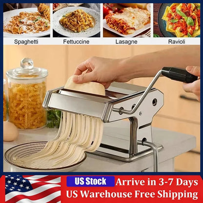 Stainless Steel Pasta Maker Machine Adjustable Noodle Dumpling Press Hand Made Manual Machine Two Cutter Kitchenware Tools