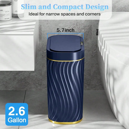 Smart Motion Sensor Trash Can, 2.6 Gallon Small Touchless Pop-Up Bin, Space Saving Waste Basket for Bathroom, Kitchen, Dorm & Bedroom, White
