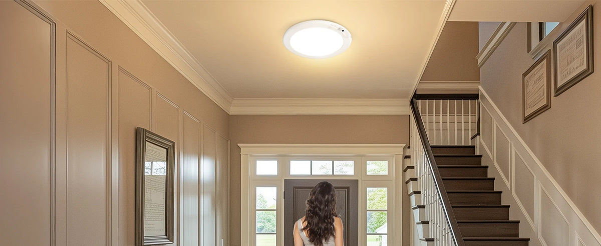 Rechargeable Motion Sensor Ceiling Light with Remote, Battery Operated Closet Light No Wiring, Wireless LED Shower Lights, 3 Colors Dimmable Indoor Overhead Lamp for Closet Shower Pantry Shed Hallway