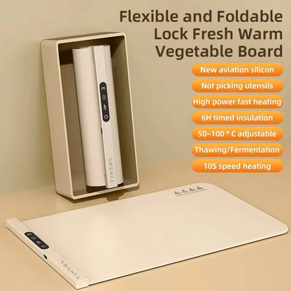 TINSOL Korean-Style Electric Silicone Food Warmer Pad Foldable Heating Tray Portable Buffet Warmer Pad 6 Temperature Settings