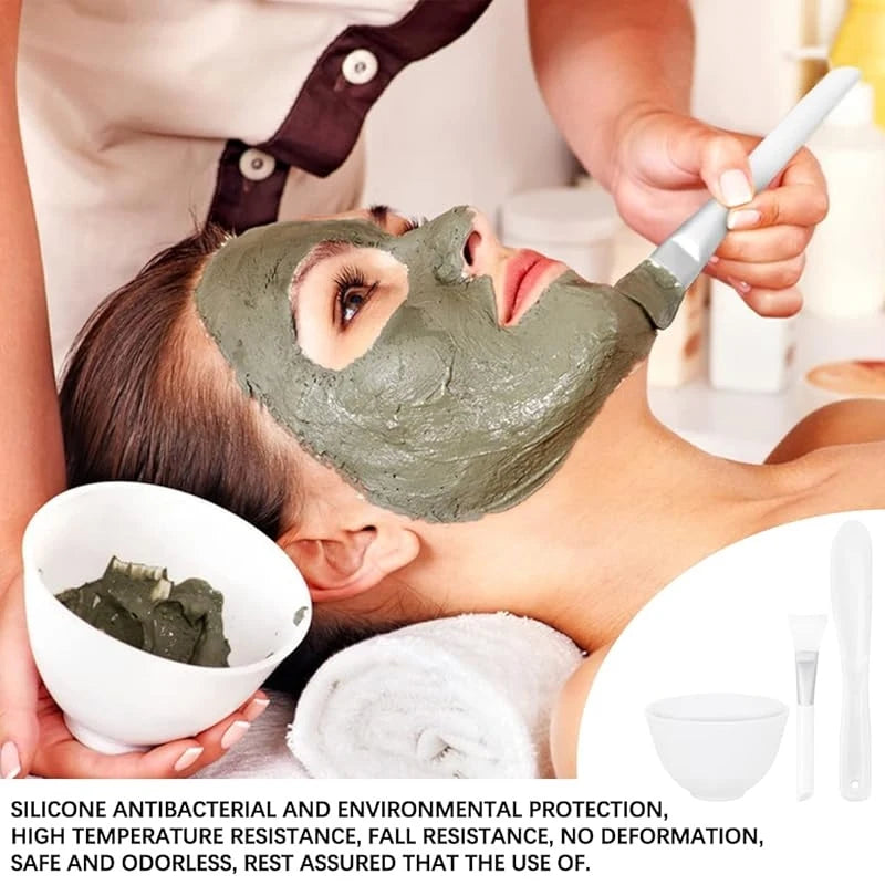 Silicone Face Mask Mixing Bowl Set Facial Care Mask Kit-Includes Mixing Bowl Stirring Stick Brush DIY Salon Make Up Supplies
