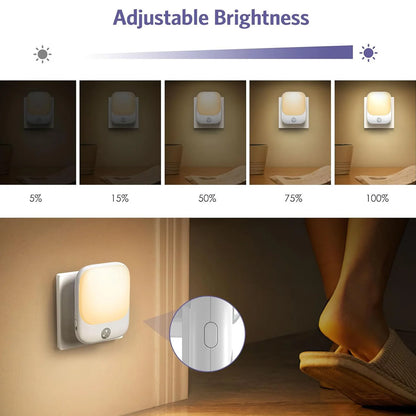 LED Motion Sensor Night Lights for Kids Bedroom Auto Dusk to Dawn Sensor Dimmable Wireless Cabinet Lamp