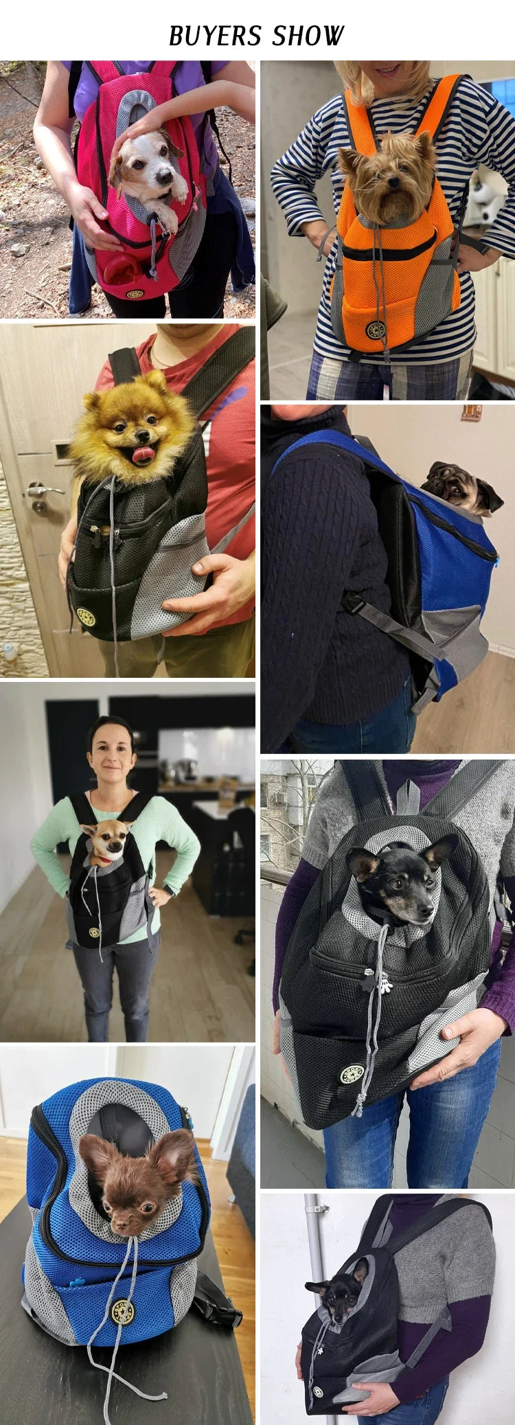 New Dog Pet Backpack Carrier Travel Bag Front Pack Breathable Adjustable with Safety Reflective Strips for Hiking Outdoor Cats