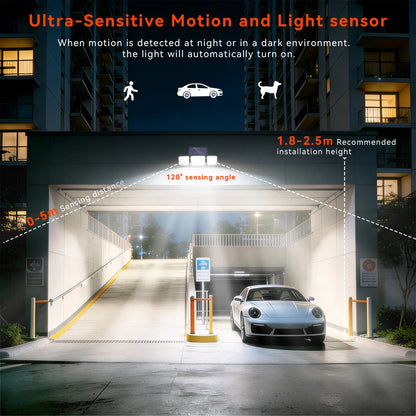 1/2PCS 164LED Motion Sensor Outdoor Street Lights, Solar Lights IP65 Waterproof, 3 Heads Security Flood Lamp, 3 Mode, for Patio
