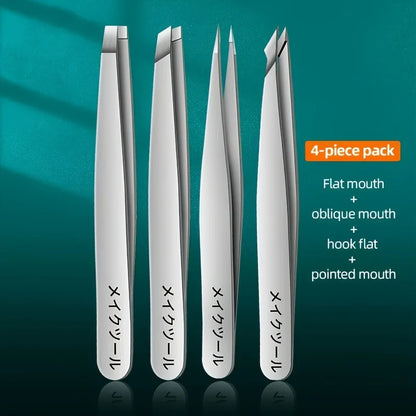 Eyebrow Tweezers Set 1/4 Pcs Stainless Steel Eyebrow Forceps Professional Beauty Tool Set For Facial Hair Inward Growing