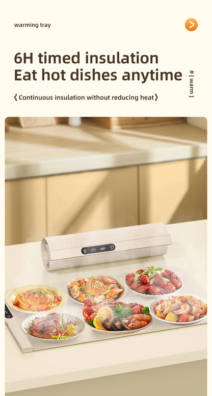TINSOL Korean-Style Electric Silicone Food Warmer Pad Foldable Heating Tray Portable Buffet Warmer Pad 6 Temperature Settings